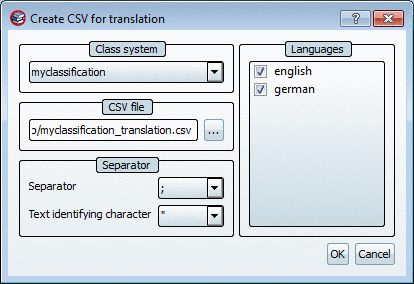 Translate class system/Import translations Translations, export Translations, import