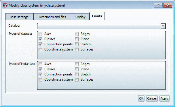 Tabbed page "Limits"