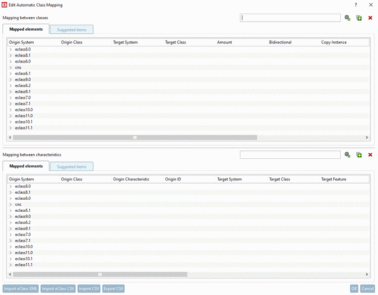 Dialog: Edit Automatic Class Mapping