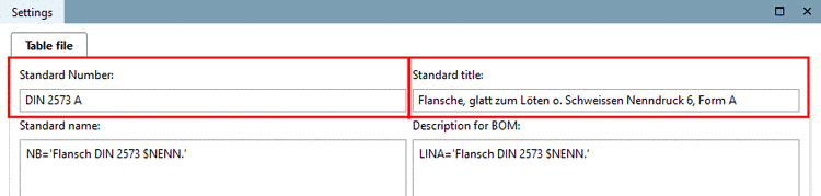 Standard number and Standard title in PARTproject
