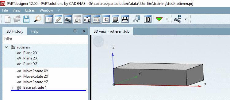 Part with same orientation in space, but with desired orientation of coordinate system
