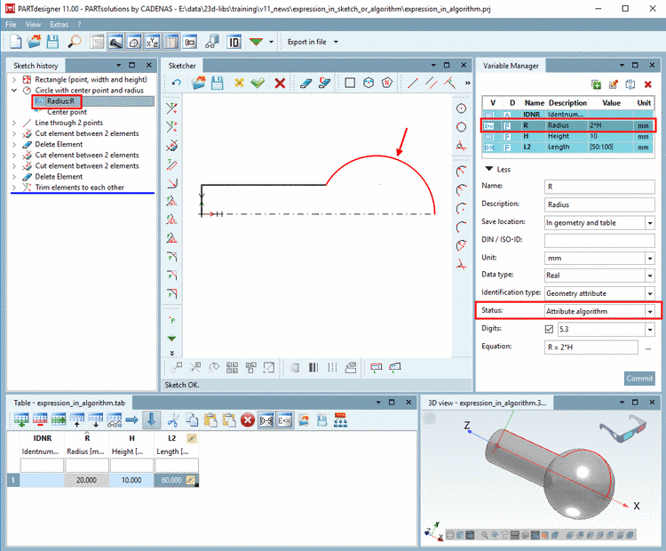 When creating the variables, under Save location, select the option "Only in table" or "In geometry and table". Fill out the fields and finally click on "Commit".