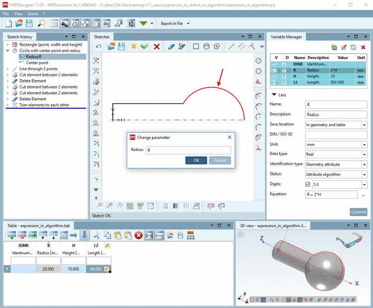 Variable "R" with Attribute algorithm