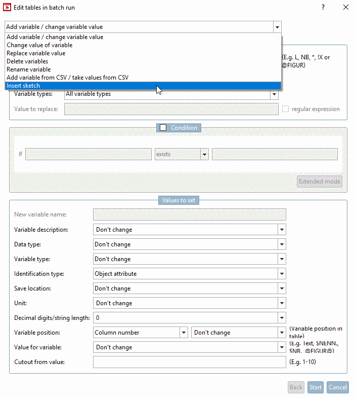 Edit tables in batch run