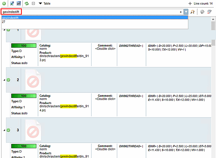 Filtering for terms