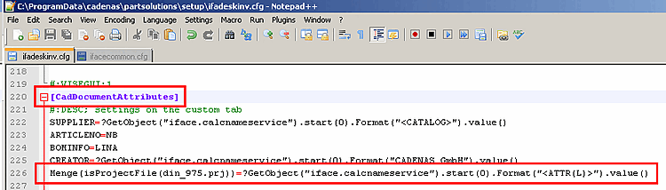 Example entry in ifadeskinv.cfg