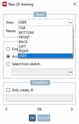 New 2D drawing dialog box