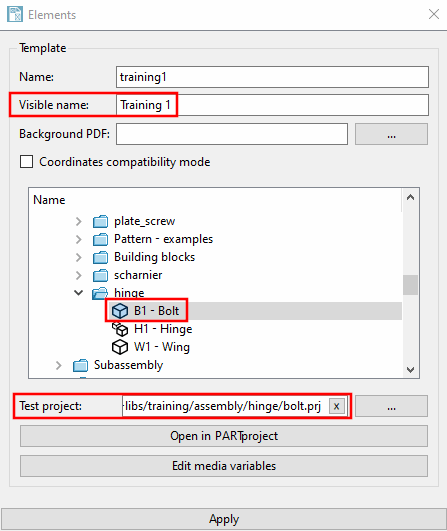 Template configuration