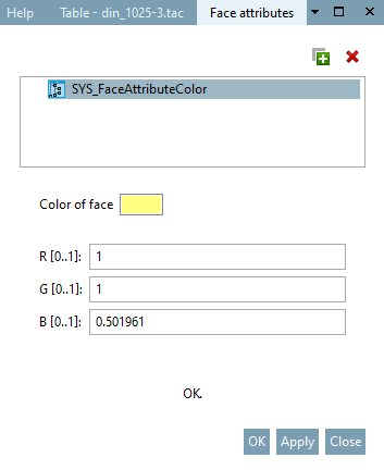 Color attribute for a surface