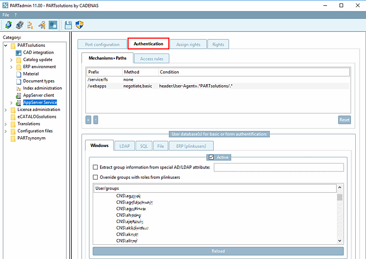 "Authentication [Authentication] " tab page