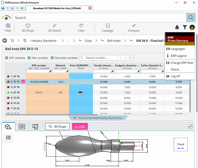 3Dfindit Enterprise parts view [Part view]