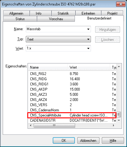 File properties -> Tabbed page "Custom" .
