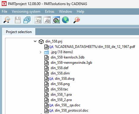 "Project selection [Project selection] " dialog area