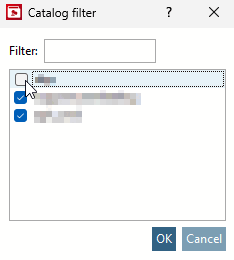 Activate the display of the desired catalogs