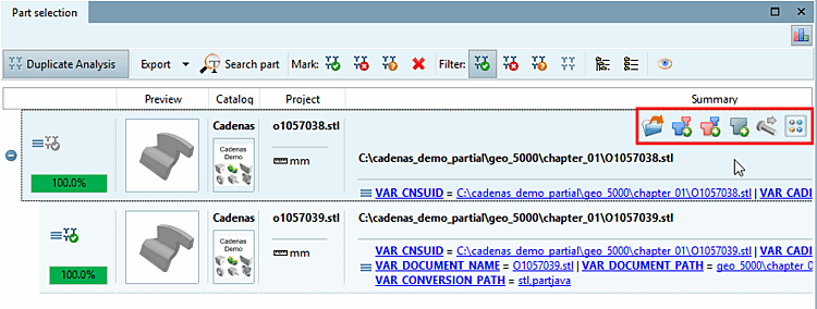 Opened toolbar over a row