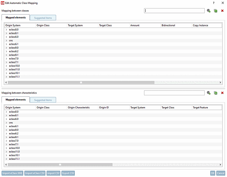 Dialog: Edit automatic class mapping [Edit Automatic Class Mapping]