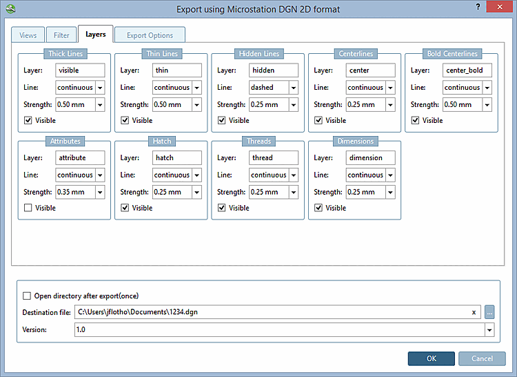 Levels [Layers] " tab page - Microstation DGN 2D