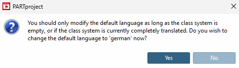 Warning at change of language
