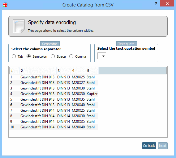 Determine the column separator