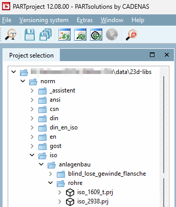 Directory tree with projects and project files