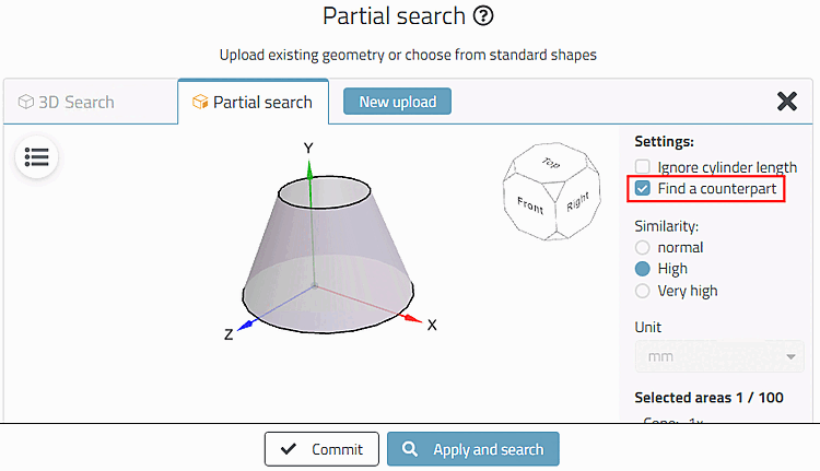 Cone - Settings dialog