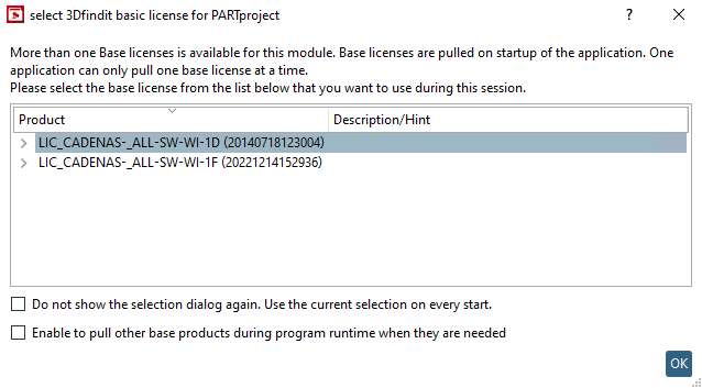 Example: Selection dialog at module start