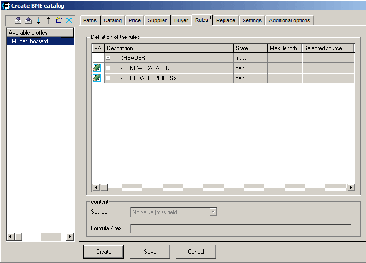 Rules dialog page