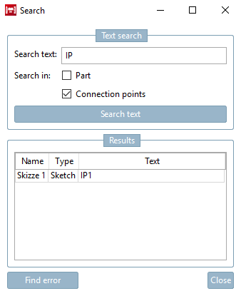 Search " dialog box