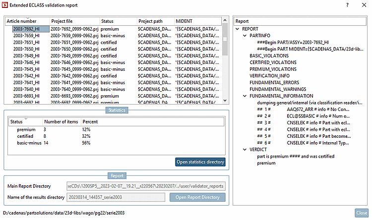 Extended ECLASS validation report
