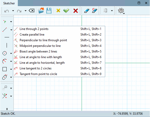 Example: Group "Lines" opened