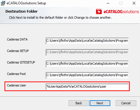 eCATALOGsolutions-Setup -> Cadenas User