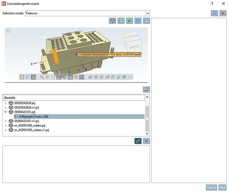 Example: Selection of feature "Cylinder"