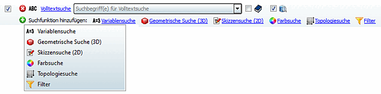 Example: All search methods and filter are displayed.