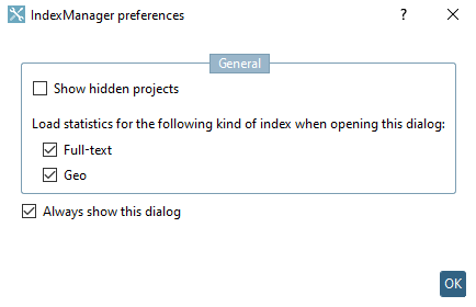 IndexManager settings [IndexManager preferences]