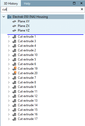 3D history [3D History] filtered with "cut"