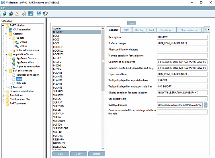 PARTadmin tab page "General [General] "