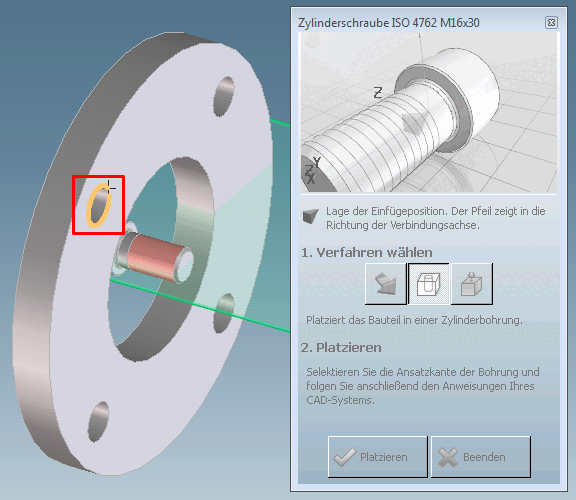 Placement dialog "In Cylinder"