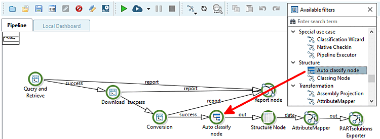 Insert "Auto classify" node into pipeline