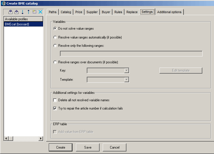 Settings dialog page