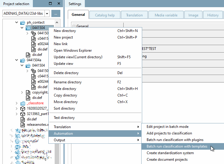 Batch run classification with templates