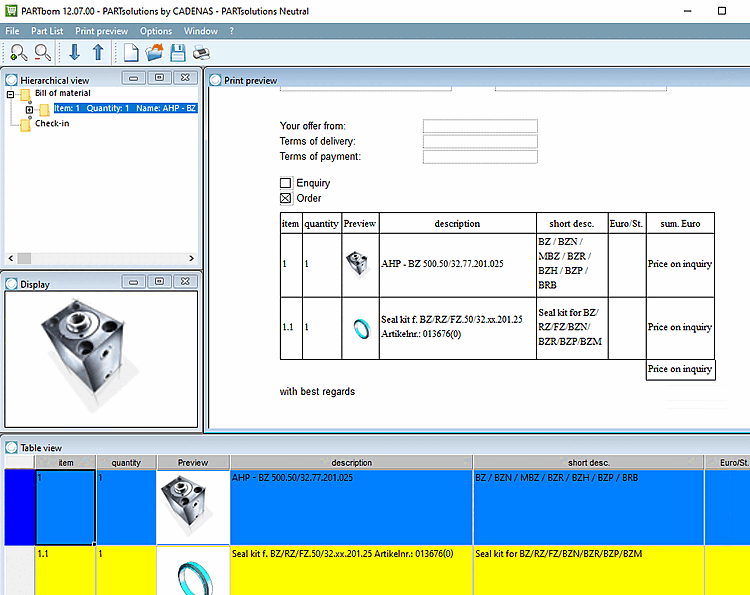 Create Bill of material
