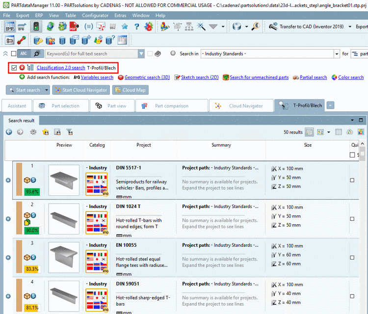 Insert key: The figure is just an example. For each CAD system the specific system key in the "Attr_Section" key must be used. This key is already inserted and may not be changed!
