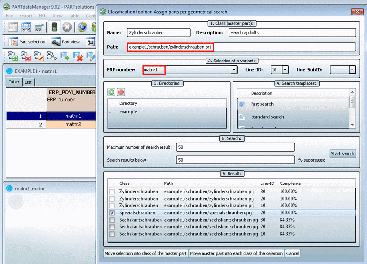 Assign parts per geometrical search.