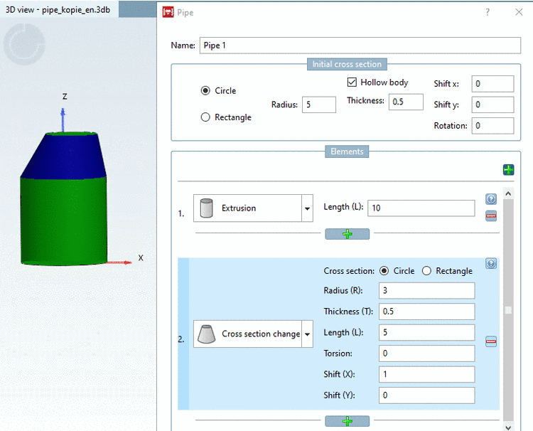 Sweep with round cross section