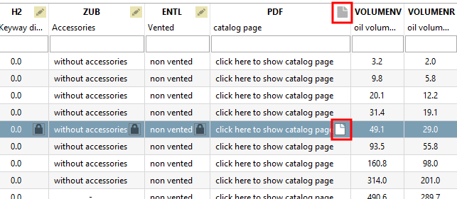 When clicking on the button, a PDF with additional part information is opened for example
