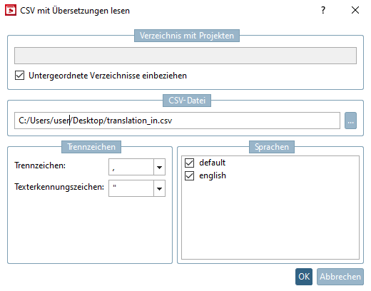 Read and translate CSV