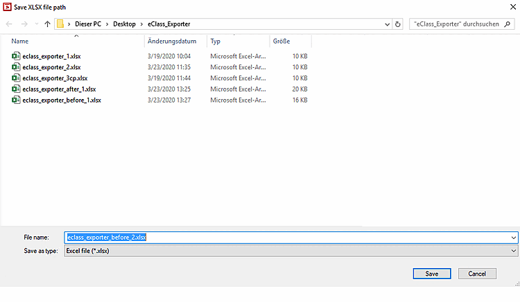 Save XLSX file path