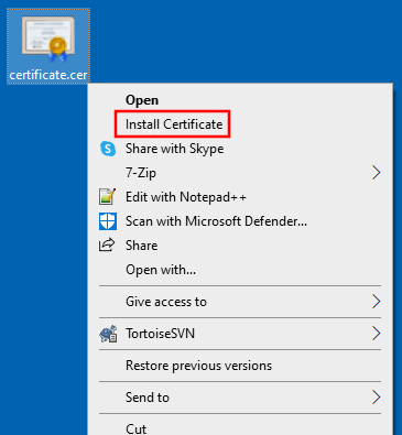 Install Certificate
