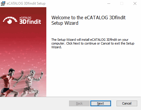 Welcome to the eCATALOG 3Dfindit setup wizard