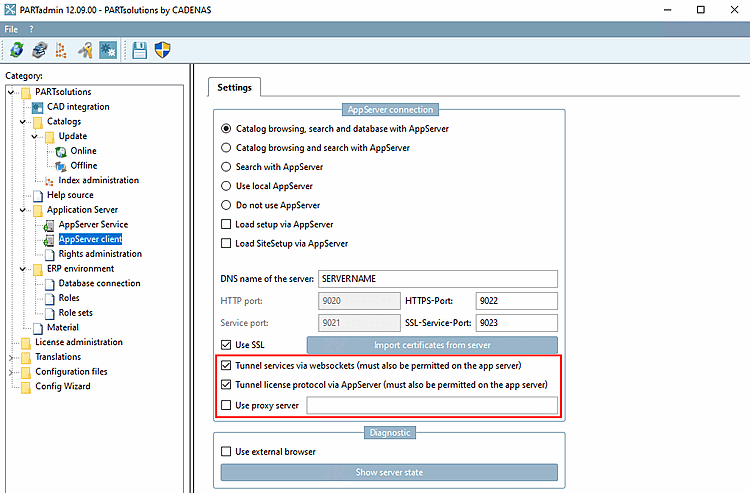 Setting options on the client side